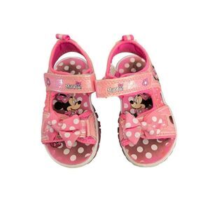 Disney Minnie Mouse Light Up Sandals Little Girls Size 6 Pink Adjustable